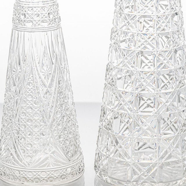 Structured Clear Crystal Glass Carafes from Baccarat, France, 1970s, Set of 3 For Sale - Image 4 of 10