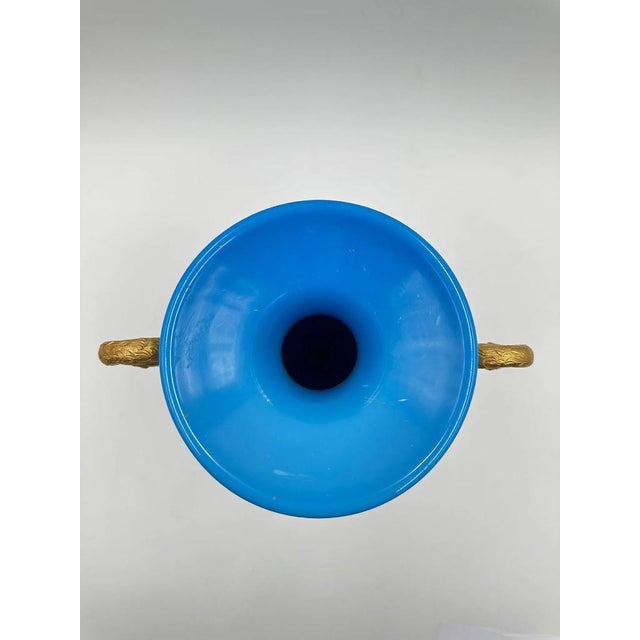 Charles X Two-Handled Vase in Opaline and Gilded Bronze For Sale - Image 9 of 13
