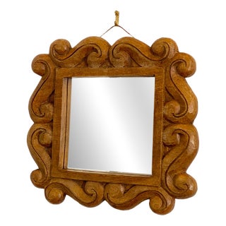 Wall Mirror in Carved Wooden Frame For Sale