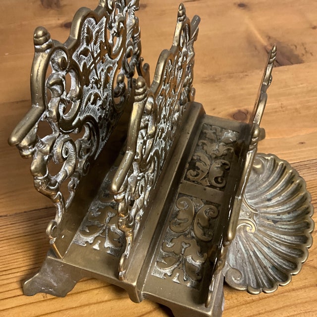 Antique English Brass Letter Rack For Sale - Image 9 of 9