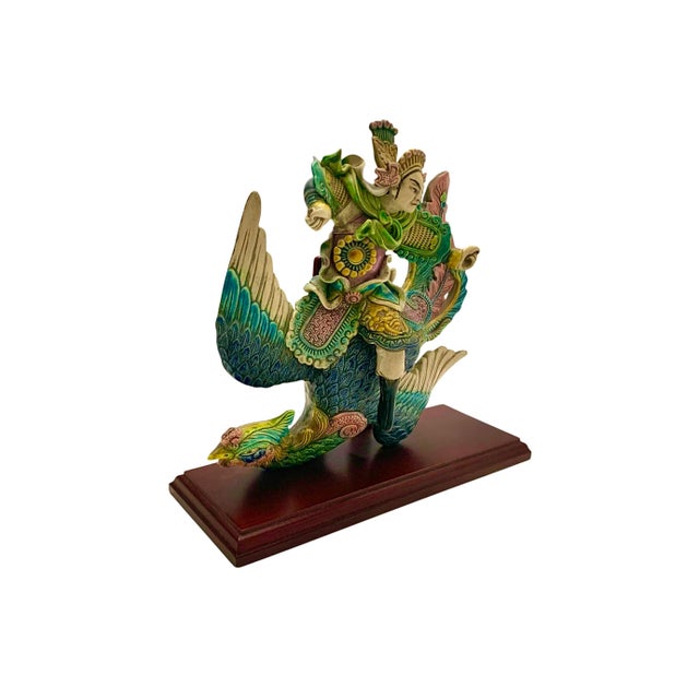 Folk Art Late 20th Century Chinese Warrior on Phoenix Roof Tile Sculpture on Stand, Folk Art, 12.5"h For Sale - Image 3 of 9