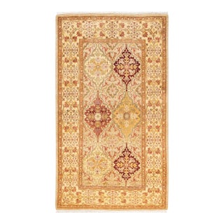 Mogul, One-of-a-Kind Hand-Knotted Area Rug - Yellow, 3' 2" x 5' 5" For Sale