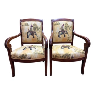 Antique Armchairs with Scrolled Back, Set of 2 For Sale