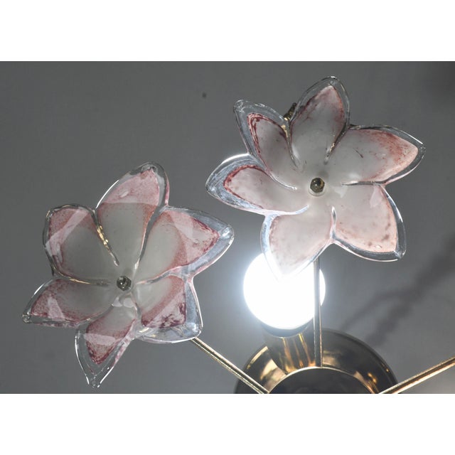 Vintage Charming Murano Ceiling Light Pink Flowers, 1970s For Sale - Image 9 of 13
