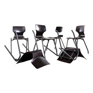 Laminated Ebonised Gun Metal Dining Chairs, 1960s, Set of 6 For Sale