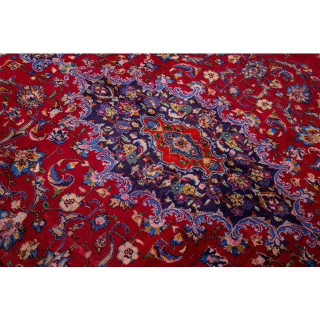 Textile Handmade 1950s Persian Kashan Wool Rug Handmade With Allover Motif For Sale - Image 7 of 12