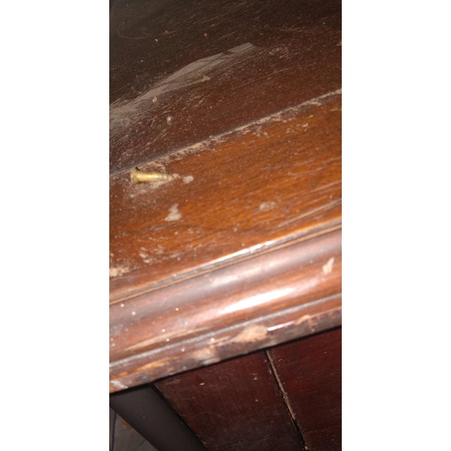 Antique Stately Primitive Mexican-Style Secretarial Writing Table - Carved Solid Wood Desk With Historied Weathering For Sale - Image 9 of 14
