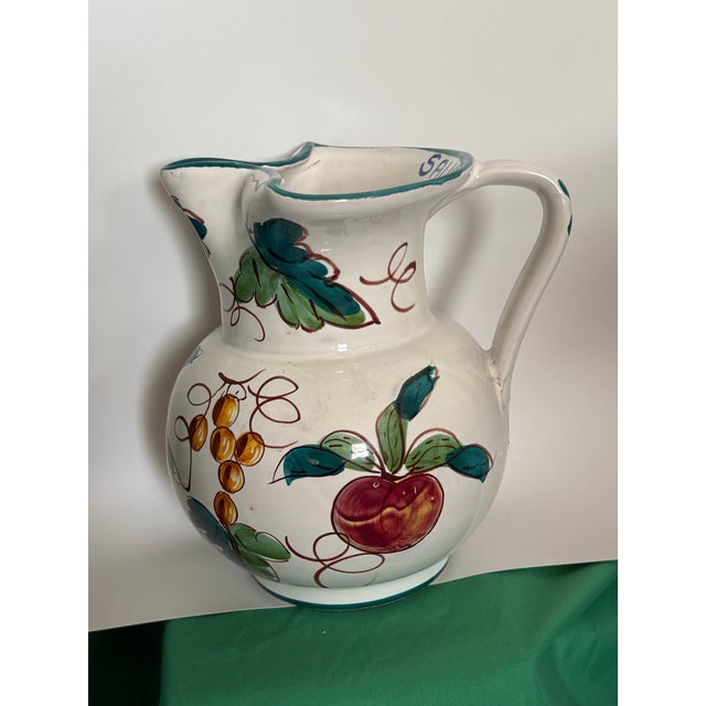1940's Italian Vintage Hand Painted "Made in Italy Prince Macaroni Spaghetti" Lowell Mass Pitcher For Sale - Image 9 of 16