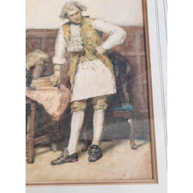 19th Century English Watercolor Painting of an 18th C. Interior Genre Scene For Sale - Image 10 of 14