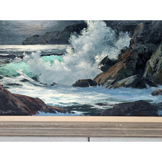 Original Oil Seascape by Marshall Everett Merritt – “Moon Surf,” C. Mid-20th C. For Sale - Image 9 of 12