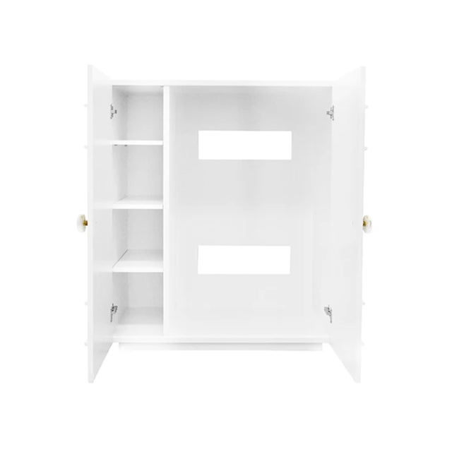 Worlds Away Matthew Izzo Home Judd Matte White Lacquer Storage Cabinet With Lucite and Brass Knobs For Sale - Image 4 of 7