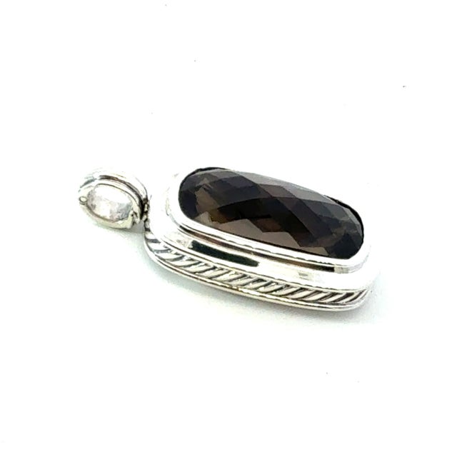David Yurman Large Smokey Topaz Albion Pendant Sterling Silver Estate For Sale In New York - Image 6 of 8