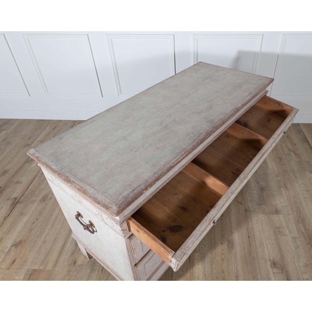 Wood Antique Danish Painted Chest of Drawers in Antique White, Early 19th Century For Sale - Image 7 of 10