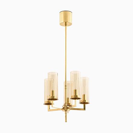 Ceiling Lamp with Amber-Tinted Glass Shade from Hans-Agne Jakobsson, 1950s For Sale - Image 9 of 9