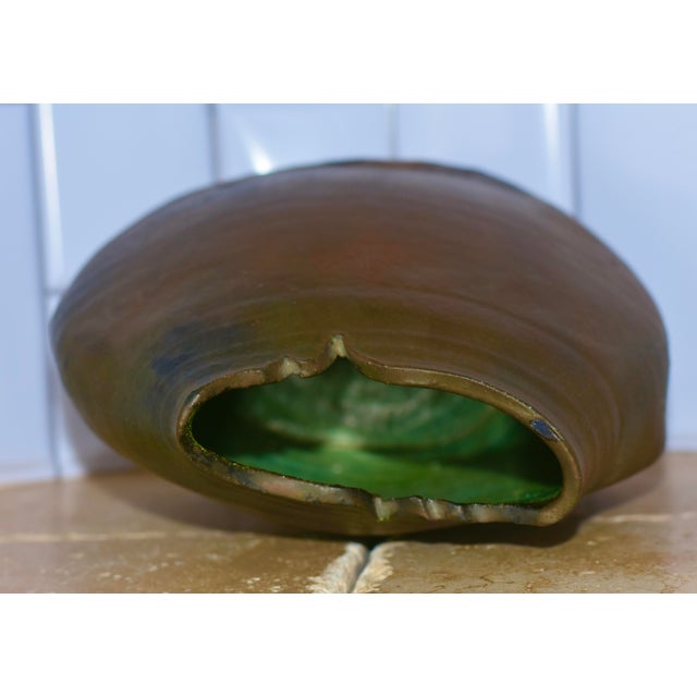 Raku Fired Studio Pottery Decorative Art Vessel Organic Modern Earthenware Curvaceous studio pottery raku vessel creates a...