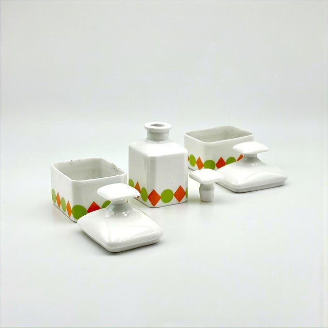 Green French Porcelain Toiletry Set, Set of 3 For Sale - Image 8 of 15