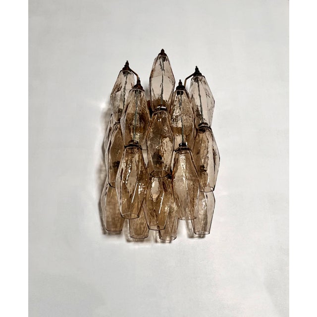 Vintage Italian Poliedri Smoked Glass Wall Sconces, 1990s, Set of 2 For Sale - Image 4 of 17