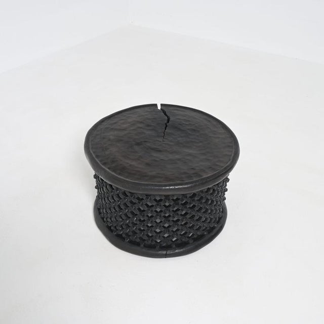 Hand Carved Round Black Coffee Table, Cameroon, Africa For Sale - Image 3 of 18