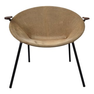 Sueded Balloon Chair by Hans Olsen for Lea Furniture, Denmark, 1950s For Sale
