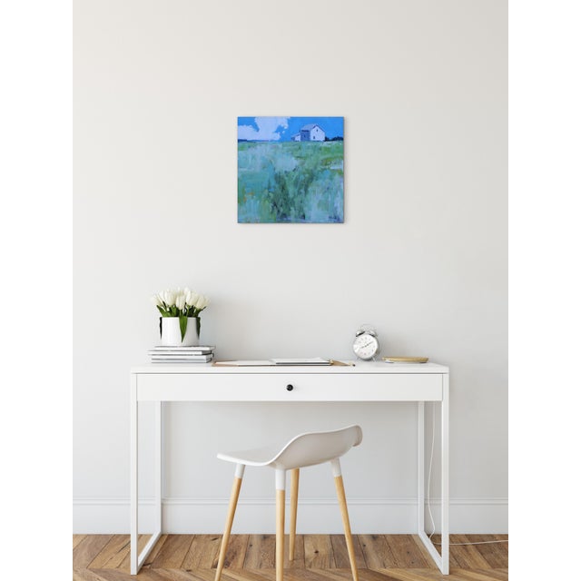 Wood White Barn on the Horizon – Contemporary Landscape Oil by L Haas For Sale - Image 7 of 10