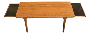 Iconic Mid Century Modern Extending Teak Coffee Table W/ Two Pull-Out Drinks Trays c.1960