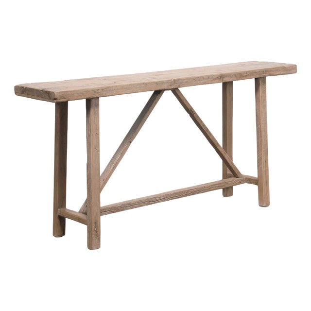 Vintage Rustic Pine Console Table For Sale