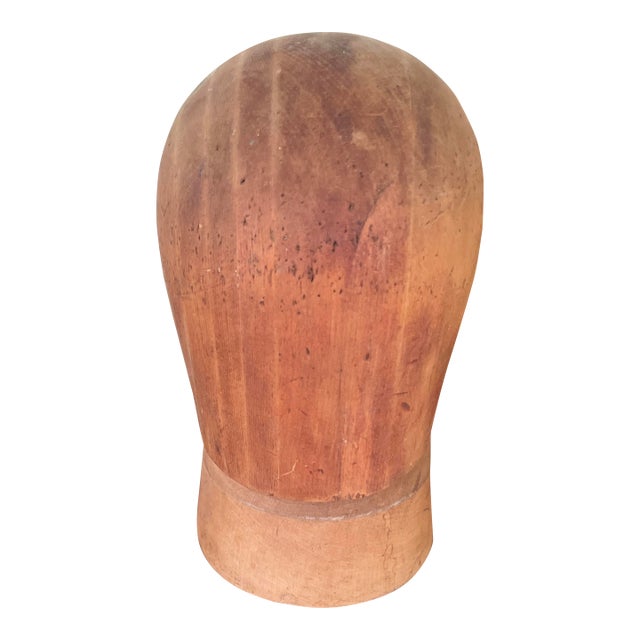 Antique Primitive Turned Wood Rotating Hat/Wig Display Stand Form Block For Sale