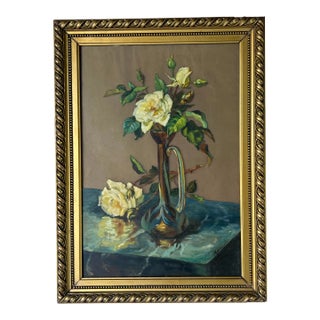 1920 Antique Still Life Oil Painting, Signed For Sale