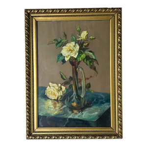 1920 Antique Still Life Oil Painting, Signed