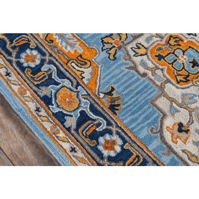 Traditional Ibiza Blue Area 2'3" X 7'10" Runner For Sale - Image 3 of 7