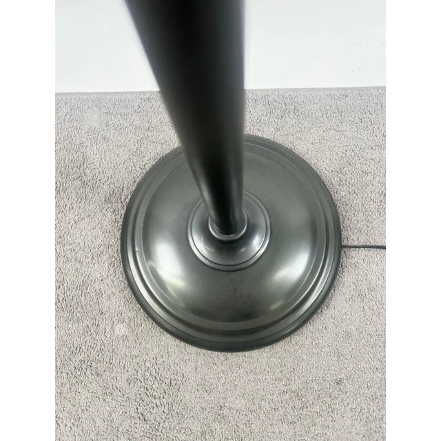 Industrial Style Adjustable Cantilever Arm Floor Lamp With Burlap Drum Shade For Sale - Image 14 of 14
