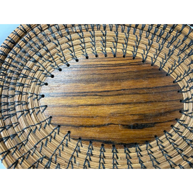 Vintage pine needle basket made in the style of Cherokee, Seminole, or other Southeastern Native Americans.