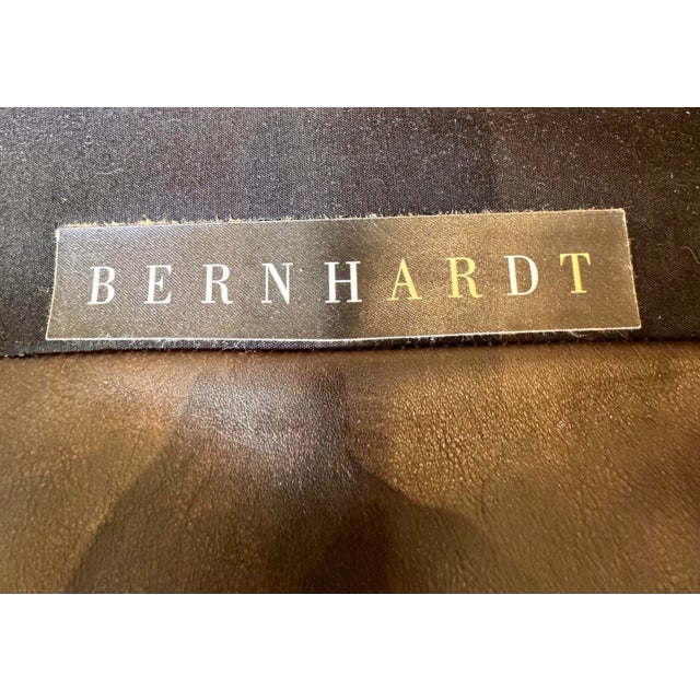 Bernhardt Sofa, Loveseat and Ottoman Coffee Table, Matching Set in Brown Leather With Fabric Seat and Back Cushions For Sale - Image 9 of 12