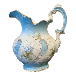 Antique Etruria Mellor & Co. Pitcher White and Light Blue