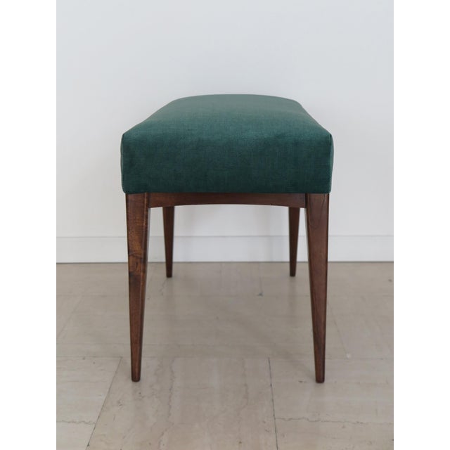 Italian Bench in Wood and Green Velvet, 1950s For Sale - Image 4 of 10