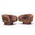 Milo Baughman for Thayer Coggin Mid Century Walnut Swivel Barrel Tub Chairs - Pair Each chair measures: 36 wide x 32.5...