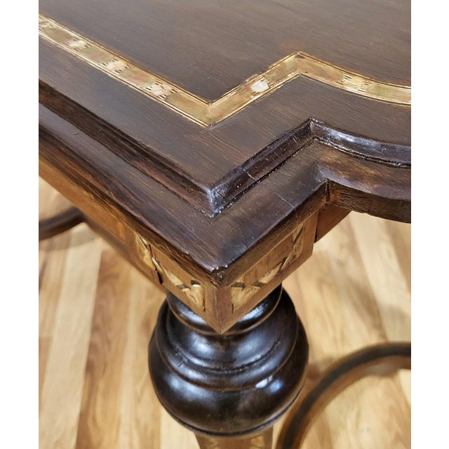 Antique Moroccan Moorish Style Carved & Mother of Pearl Inlaid Table For Sale - Image 12 of 17