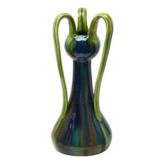 Art Nouveau Blue & Green Vase For Sale