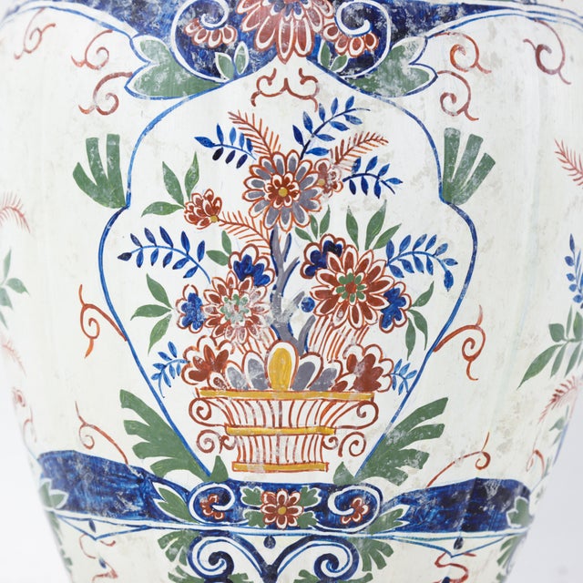 Vintage Dutch Delft Polychrome Lidded Ginger Jar in Floral Pattern For Sale - Image 12 of 17