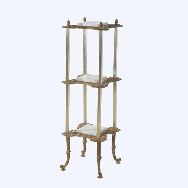Victorian Victorian Bronzed Metal & Marble 3-Tier Plant Stand C1890 For Sale - Image 3 of 6
