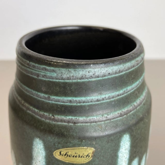 Ceramic Zig Zag Pottery Fat Lava Vase from Scheurich, Germany, 1970s For Sale - Image 7 of 14