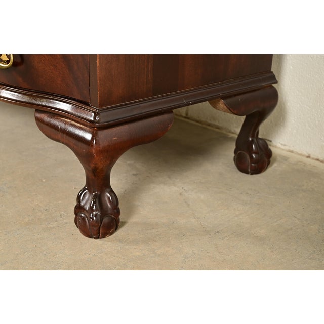 Chippendale Flame Mahogany Drop Front Secretary Desk With Lighted Bookcase Hutch by Jasper Cabinet Co. For Sale - Image 11 of 18