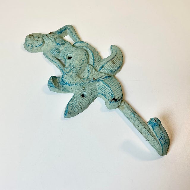 1970s Vintage Nautical Coastal Cast Iron Verdigris Mermaid Wall Hook. For Sale - Image 13 of 16