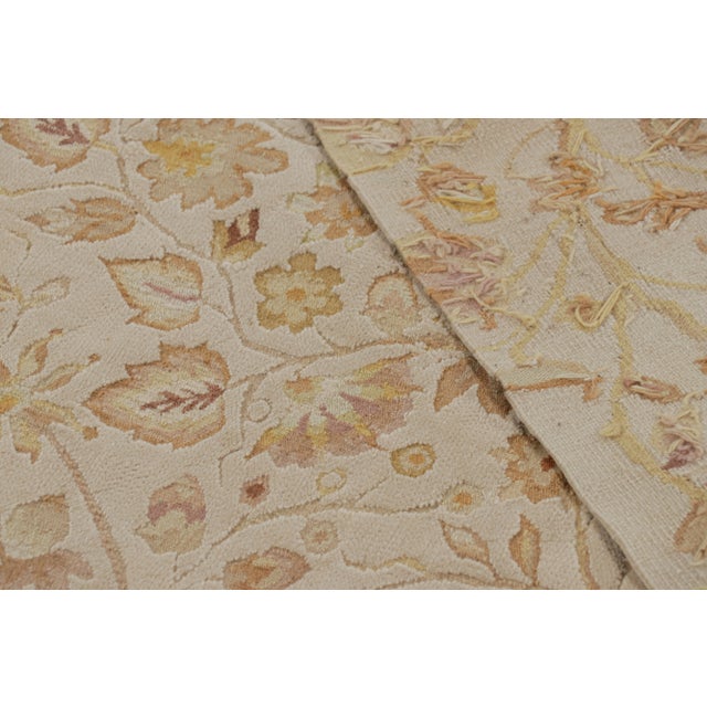 Textile Rug & Kilim’s Tudor Style Rug in Cream With Beige-Brown Floral Patterns For Sale - Image 7 of 7