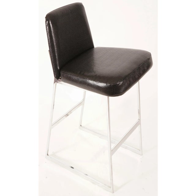 Vintage Chrome Upholstery Bar Stools by Tri-Mark Designs -Set of 5 For Sale - Image 9 of 13