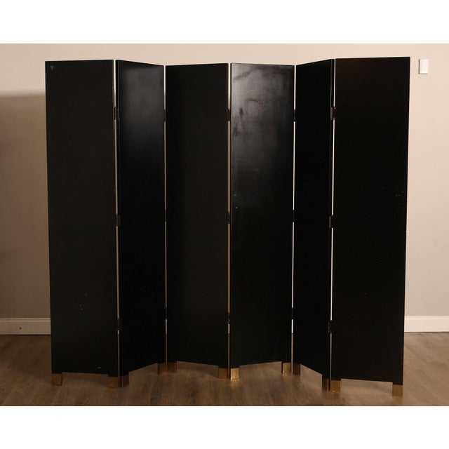 Japanese Style Hand Painted Lacquered Six-Panel Room Divider For Sale - Image 16 of 18