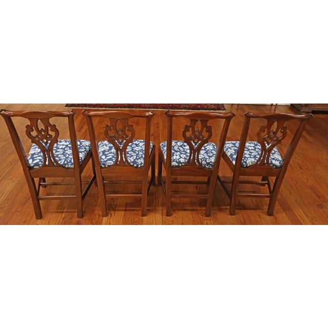 1980s Set of 8 Henkel Harris 101s Solid Mahogany Chippendale Style Dining Chairs For Sale - Image 11 of 17