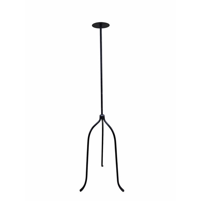 Mid 20th Century Vintage Black Iron Nail-Top Candle Stands – Set of 3 For Sale - Image 5 of 11