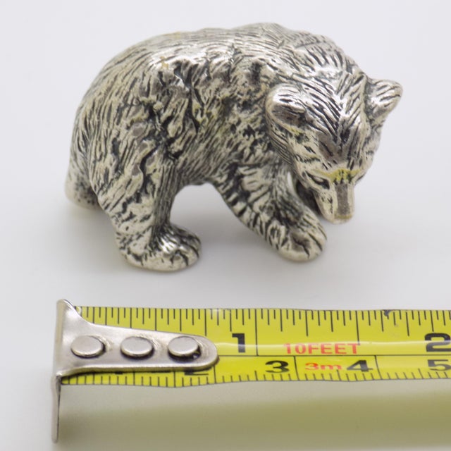 Vintage Italian Handmade Genuine Silver Large Brown Bear Cub Figurine Miniature, Made in Novara (Italy) For Sale - Image 14 of 14
