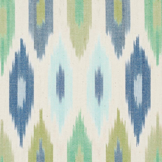 Contemporary SAMPLE - Schumacher Sunara Ikat Fabric In Peacock For Sale - Image 3 of 4